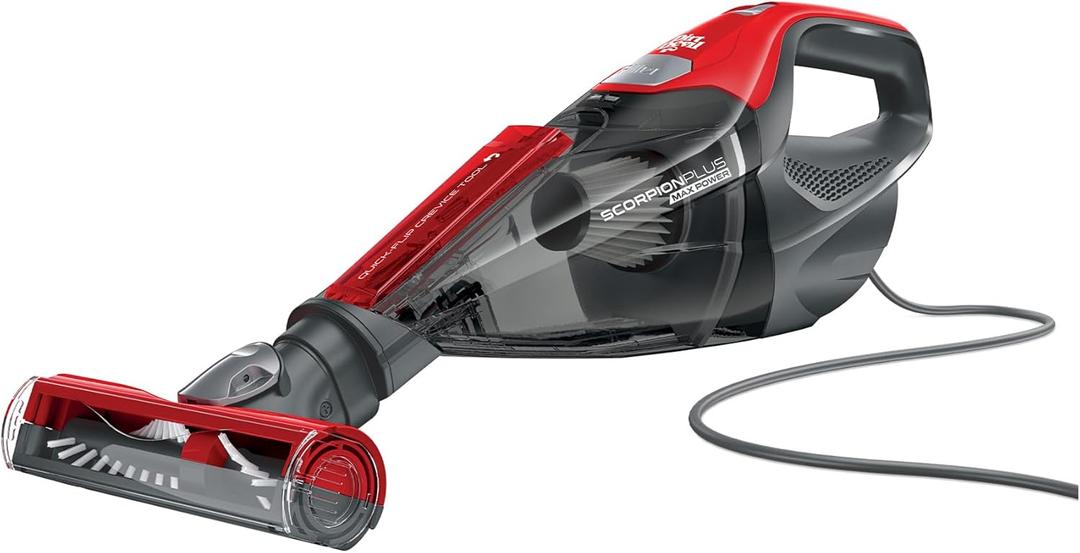 Dirt Devil Scorpion Plus Handheld Vacuum Cleaner, Powerful Suction, Lightweight, Includes Pivoting Stair and Upholstery Tool, Crevice Tool, Corded Portable Vacuum Cleaner (One Size)