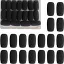 18 Pack Mini Foam Windscreen for Headset Microphone - High Density Mic Covers for Protection of Lavalier Microphones