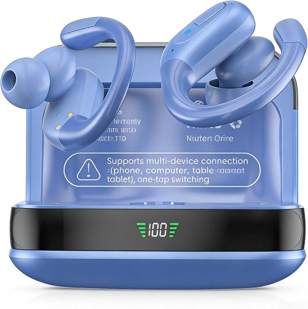 Wireless Earbuds Bluetooth 5.4 Headphones, Noise Canceling Ear Buds with 75hr Playtime, LED Power Display, IPX7 Waterproof Earphones Over Ear Earphones for Sports/ Workouts