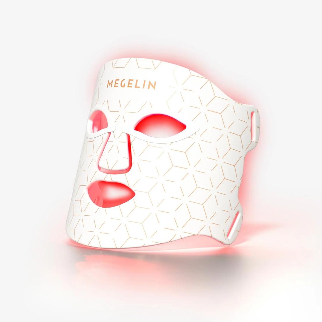MEGELIN 7 Colors Led Light Therapy Facial Mask, Face Light Therapy Mask for Face, Reduce Wrinkles Smooth Skin, Infrared Light Skin Rejuvenation(White)