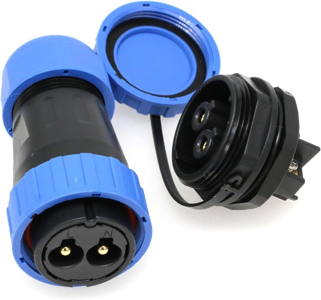 TY28 2 Pin 45A Connector Screw Connection Without Welding Quick-Disconnect Male Plug and Female Socket Waterproof Aviation Connector for LED Outdoor Lighting