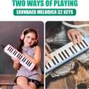 Eavnbaek 32 Keys Melodica Instrument, Soprano Melodica Air Piano Keyboard Pianica with 2 Soft Long Tubes, 2 Short Mouthpieces and Carrying Bag (Green)