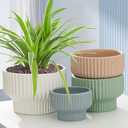 flower pot pot planters pot garden pot Simple ceramic flowerpot green plant horticultural planting circular pot vertical striped flowerpot Ceramic Flower Pot For Home Use Exquisite Light Luxury (15cm*10cm, White)
