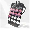 Metal K Cups Coffee Pod Holder, 19 Pods Holder Display,Coffee Bar Organizer for Home ,Kitchen,Office or Workspace, Black frosted Capsule Storage | Stylish Lettering Decor (Coffee Warms Soul)