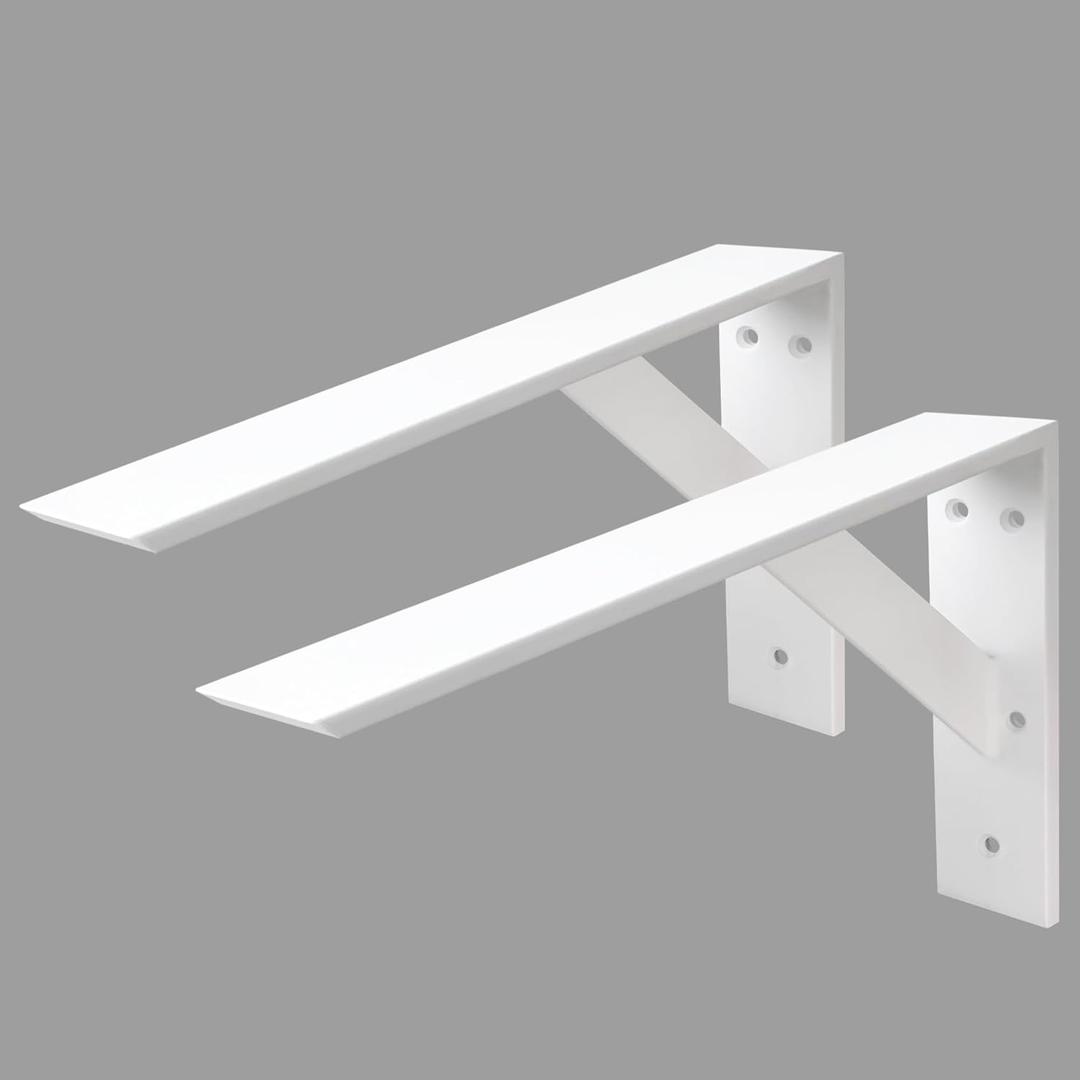Countertop Support Bracket 18 Inch Heavy Duty Shelf Bracket 2 Pack 3/8" Thick White 18"x10"x2.5" for Granite Quartz Wood Laminate Countertops