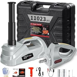 ExtraFein Electric Car Jack Kit with Impact Wrench, 5 Ton/11023 LBS 12V Electric Hydraulic Jack with Lifting Range: 6.1~17.7 inch, Safety Hammer for SUV MPV Sedan Truck Tire Change (Gray)
