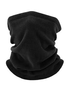 Winter Neck Warmer, Polar Fleece Neck Gaiter Warm Face Cover, Cold Weather Ski Face Mask Windproof for Men and Women (Black)