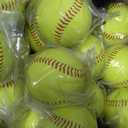 Lewtemi 18 Pack Yellow Sports Practice Softballs Official Size and Weight Slowpitch Softball with 1 Mesh Bag Unmarked Leather Covered Youth Fastpitch Softball Ball for Games Practice Training
