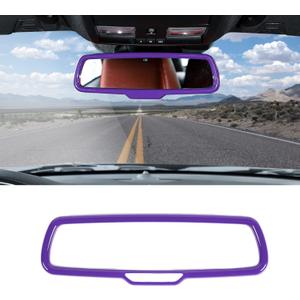 Rear View Mirror Cover Trim Frame Interior Decoration Accessories for Dodge RAM 2010-2017,for Dodge Challenger 2015-2022,for Dodge Charger 2010-2022,Purple