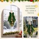 2 Pack 20" Christmas Teardrop Swag with Green Bow Norfolk Pine Door Decor