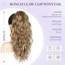 18 Inch Ponytail Extension - Clip in Ponytail Hair Extensions, Curly Wavy Pony Tails Hair Extensions, Synthetic Claw Clip Ponytail Extension for Women (Color: Dark Blonde with Beige Blonde Highlights)