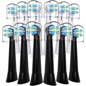 Toothbrush Replacement Heads Compatible with Oral B iO Series Electric Toothbrush, 12 Pack (White+Black) Soft Bristles Replacement Toothbrush Heads for iO 10/9/8/7/6/5/4/3 Series