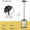 Farmhouse Pendant Light Fixtures, 1-Light Black Glass Pendant Lights for Kitchen Island, Industrial Rustic Mini Hanging Lighting with Rod, Wood Finish, Adjustable Length, OS-3014