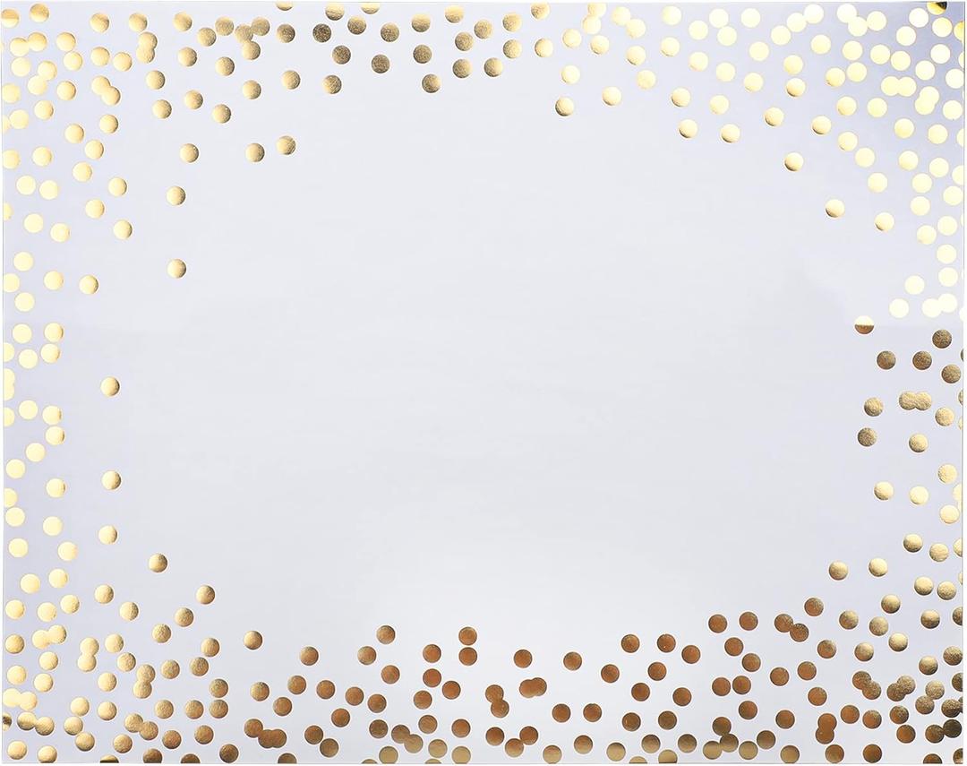 45 Pieces Gold Foil Paper Placemats White and Golden Dots Place Mats Disposable Decorative Paper Table Mats Rectangle Party Placemats for Birthday Wedding Baby Shower Party Dining Decor