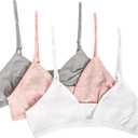 Fruit of the Loom Big Girls' 3-Pack Cotton Convertible Bralette  Adjustable & Versatile (Blush Zen Dot/White/Heather Grey)