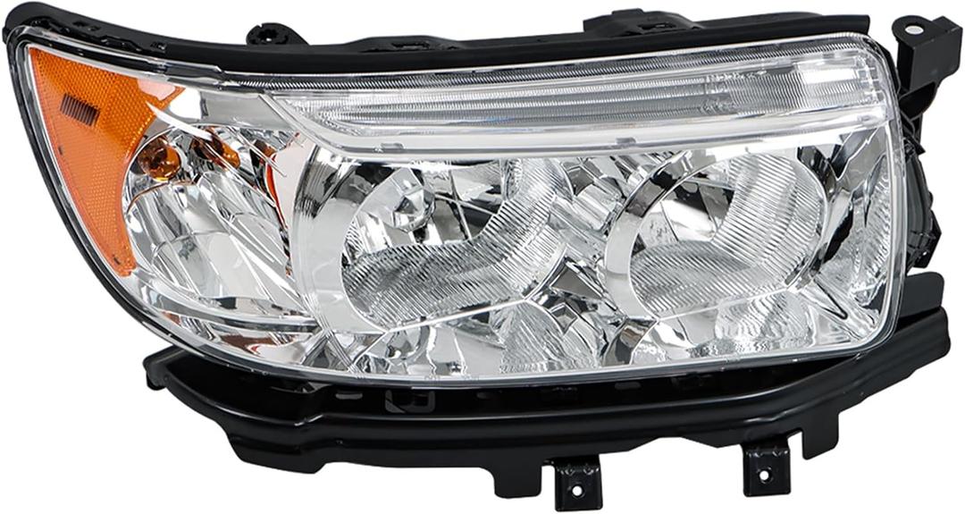 Silscvtt Headlights Assembly Replacement for Subaru Forester 2006-2008 Chrome Housing Reflector Headlamp Passenger Side 84001SA461