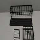 Cisily Sponge Holder for Kitchen Sink, Sink Caddy Organizer with High Brush Holder, Kitchen Countertop Organizers and Storage Essentials, Rustproof 304 Stainless Steel (Black, 9.25)