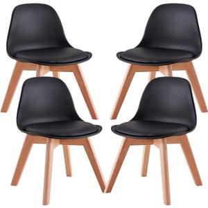 Kids Chair Set of 4，Solid Color Simple Style Small Desk Chair for 3-10 Years Old Children, Curved backrest Design and Sponge Padded seat for Living Room Bedroom Dining Room (Black 4)