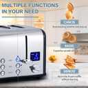 CUSIMAX 4 Slice Toaster, Stainless Steel, Ultra-Clear LED Display & Extra Wide Slots, with Dual Control Panels of 6 Shade Settings, Cancel/Bagel/Defrost Function, Removable Crumb Trays, Black