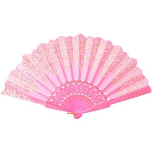 Choyaxo Folding Hand Fan Handheld Chinese Folding Fan for Women Wedding Decoration Dancing Party (Pink)