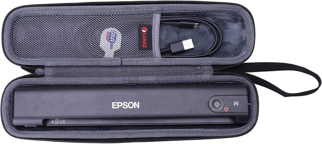 XANAD Hard Case for Epson Workforce ES-50 / ES-55R / ES-60W / ES-65WR / DS-30 / DS-70 / DS-80W Document Scanner (Case Only) (Black+Grey)