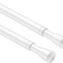 2PCS Small Tension Curtain Rod 27 to 38 Inch,White Short Curtain Rods No Drilling,Loaded Expandable Spring Curtain Rods for Windows Kitchen,Closet,Cupboard,Door,Bookshelf