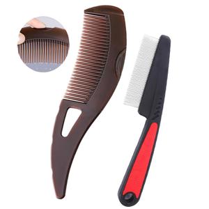 Dandruff Comb Fine Tooth Scalp Detox Comb Lice for Women, Men & Kids Stainless Steel Scalp Detoxing, Sweep & Massage Hair Brush Tool for Hair Care (Brown 2pc)