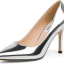 JOY IN LOVE Women's Pumps Shoes 3.5" High Heels Pointy Toe Stiletto Pumps (6, Silver Patent)