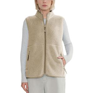 Hixiaohe Sherpa Fleece Vest for Women Trendy Warm Sleeveless Vests Jacket Lightweight Zip Coats with Pockets Fall Outerwear (Large, Khaki)