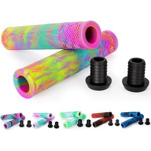 Scooter Grips - Mixed Cool Bike Bicycle Scooter Handlebar Grips | 160mm Soft Handle Grips for Pro Stunt Kick Scooter, BMX Bikes,Mountain Bike