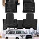 YHTAUTO Automotive Floor Mats Compatible with Toyota 4Runner 2013-2024 (Only for 7 Seat), TPE All Weather Custom Fit Automotive Floor Liner, 1st & 2nd Row, Set of 3