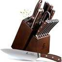 CoquusAid Knife Set, Upgrade 15 Pcs Knife Block Set with Widened Ventilated Slot, German Stainless Steel Kitchen Knives Set with Sharpener, Professional Chef Knives Set, Full Tang Ergonomic Handle