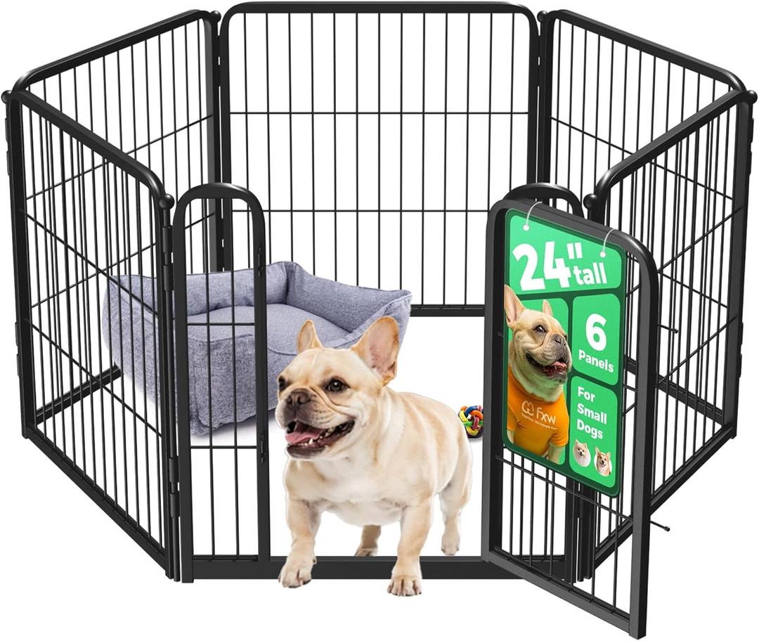 FXW Homeplus Unleashed Indoor Dog Playpen - Stress-Free and Safe Play, Heavy Duty 24 Inch 6 Panels Dog Pen for Puppy and Small Dogs, BlackPatented