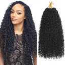 Goddess Locs Crochet Hair 1B 8 Packs Soft Faux Locs Crochet Hair For Black Women Pre-looped Boho Locs Crochet with Curly Ends Hair Extensions (1B,12 inch)