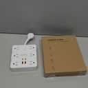 Short Extension Cord 4 Inch, Flat Plug Small Power Strip with 12 AC & 4 USB(2 USB-C), 1875W/15A, 1700J Multiple Compact Surge Protector, Wall Outlet Extender for Home Office Travel, White