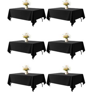 Niuara Black Fabric Rectangle Table Cloth - 6 Pack, 60"  102" Washable Tablecloth for 5FT Tables, Wrinkle-Resistant & Heat-Proof Table Cover for Weddings, Dinners & Parties