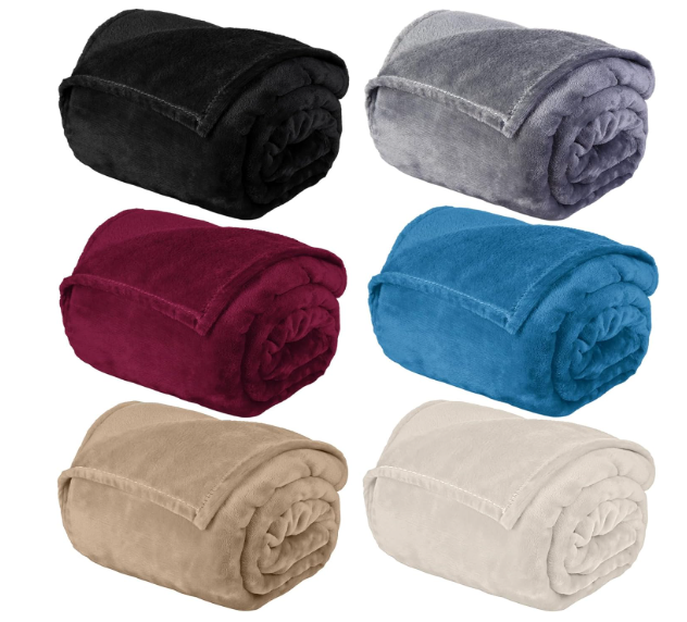 Peryiter 6 Pcs Fleece Throw Blanket Bulk 50'' x 60'' Cozy Throw Blankets for Homeless Women Men Sofa Plush Soft and Breathable Lightweight Blankets for Couch Bed Office Homes (Colorful)