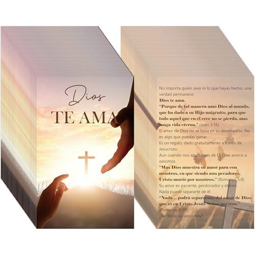 RUBOAOA 240 Pcs Spanish Gospel Tract Cards Dios Te Ama, Christian Evangelism Bible Verse Cards Bulk, Scripture Salvation Tracts for Women Men Sunday School Pocket Postcards