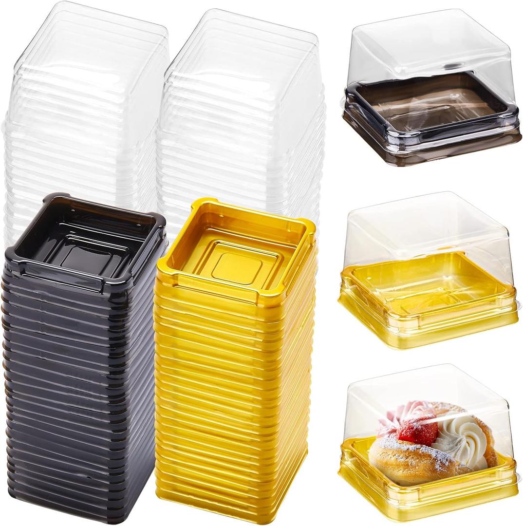 400 Pcs Clear Mini Cupcake Dessert Containers with Lids Wedding Individual Cupcake Box Plastic Cup Cake Single Mooncake Boxes Disposable Holders for Wedding Birthday Party(2.95 x 2.64 x 1.34 Inch)