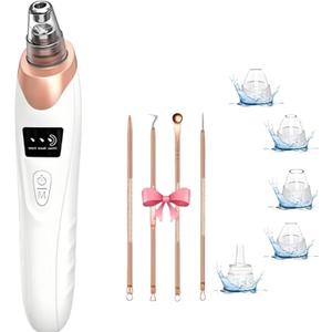 Pore Vacuum Intelligent, USB Rechargeable Blackhead Remover Vacuum,3 Levels Adjustable Pore Vacuum Blackhead Remover, with 5 Suction Power,6 Probe Blackhead Extractor Tools (one Size,Gold) (1 Count (Pack of 1))