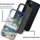 Case for iPhone 13 iPhone 14, Hybrid Heavy Duty 2 in 1,PC Hard Shell & Silicone Inner Bumper, Anti-Scratch Full-Body Cover Shockproof Slim Design Case - Beach Palm Tree