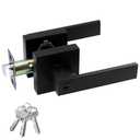 JO.KO Entry Door Lock Set, Square Door Lever for Bedroom, Passage Door Privacy Locking Interior/Exterior Entry Door Knob/Heavy Duty 2 Packs