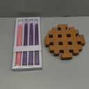 Mumufy 5 Pcs Advent Candle Holder Set Christmas Centerpiece Religious Decorations Snowflake Shape Wooden Advent Candlestick Holders with Purple Pink Taper Candles for Thanksgiving Christmas Nativity