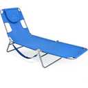 Ostrich Beach Lounge Chair, Folding & Reclining Outdoor Chaise Lounger, Blue - Portable Adjustable Recliner Chair for Lawn, Pool, Patio, Garden, and Yard