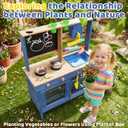 Wooden Outdoor Mud Kitchen for Kids, Pretend Play Kitchen Playset with Removable Sink, Faucet, Stove Top, Planting Area & Cooking Accessories, Toddler Gift for Boys Girls Ages 3+ (Blue), 20 inches x 11.9 inches x 31.5 inches
