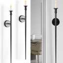 Candle Sconces Long Wall Candle Holder Set of 2 Black Long Wall Candle Sconce Retro Metal Sconces Candle Holder Decoration for Dining Room, Living Room, Bathroom, Office