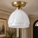 AUTELO 8.2” Milk Glass Ceiling Light, Gold Semi Flush Mount Ceiling Light
Modern Close to Ceiling Light with Milk Glass Shade, Farmhouse Ceiling Light for Bedroom Entryway Hallway Living Room Kitchen