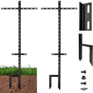 2 Pcs 50" T Bar Yard Sign Stakes, Heavy Duty 1.2" x 3/4" Angle Iron, h-Shaped Stakes Design with 2 Horizontal Bar, 2.5mm Thickness Rust-Proof Yard Sign Posts for Outside Outdoor Lawn