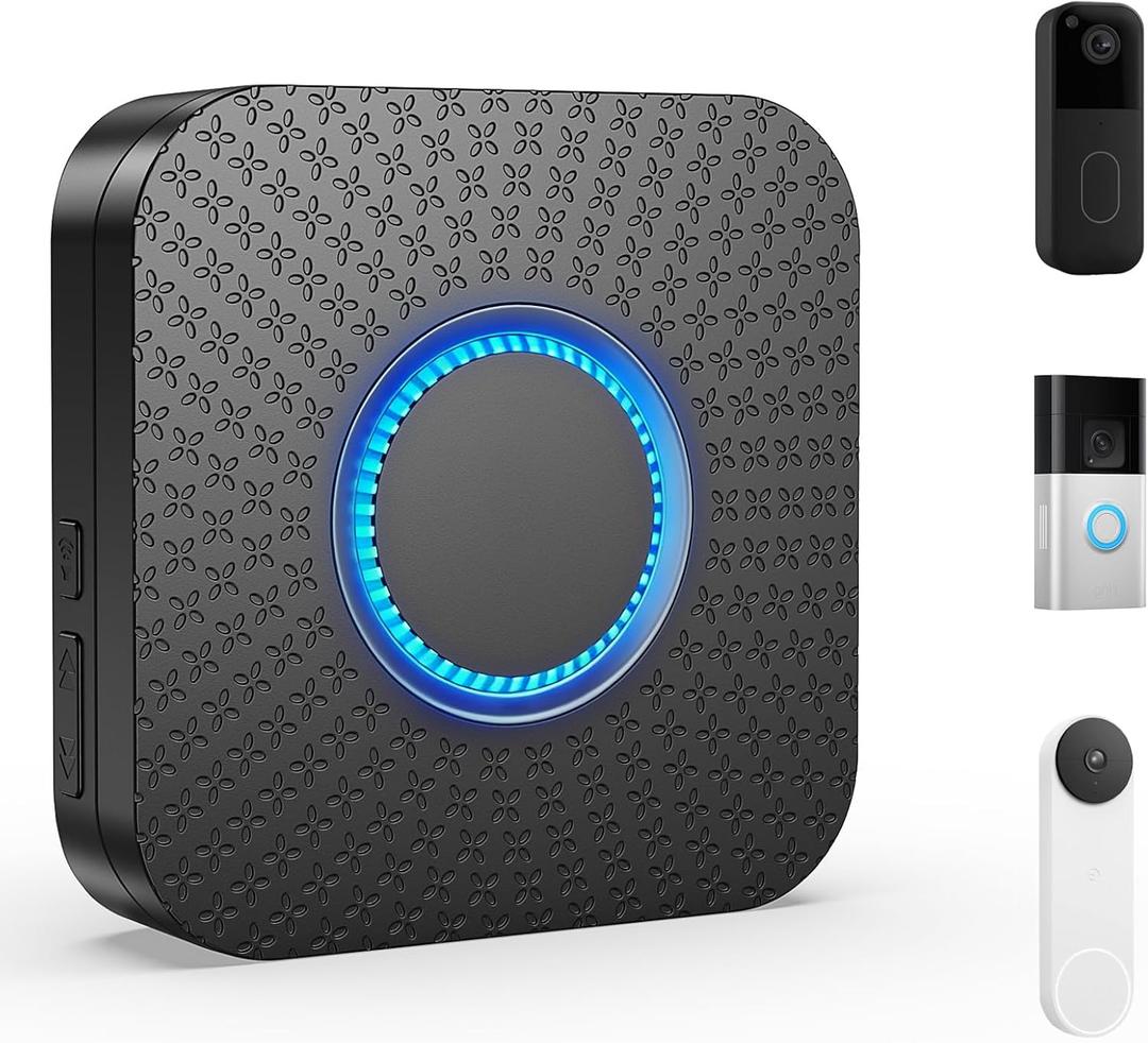 3 in 1 Wireless Doorbell Chime, Compatible with Ring & Blink & Google Nest Video Doorbell, Easy Plug & Play, 2.4G WiFi, 32 Chimes, LED Indicators, Works with Alexa, for Store/Home/Office