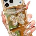 Cute Compatible With iPhone 17 Pro Case, Luxury Bling Butterfly With Foldable Stand Kickstand for Women Girls,Glossy Mirror Shockproof Protective Case for 17 Pro - 6.3(Gold)